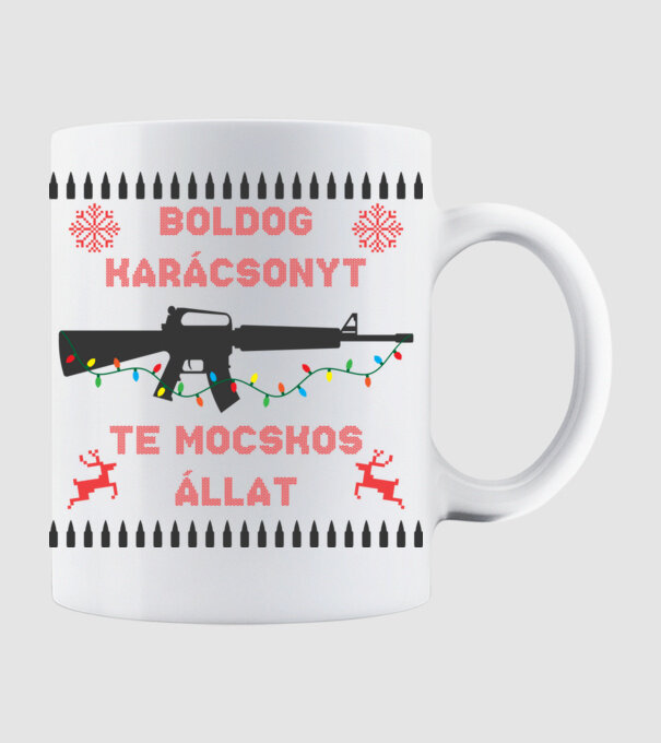 Boldog karácsonyt te mocskos állat minta fehér pólón