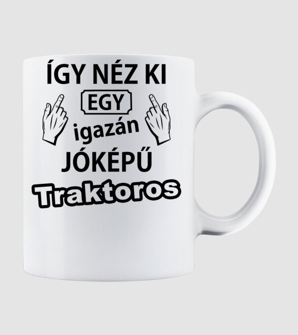 Jóképű traktoros minta fehér pólón