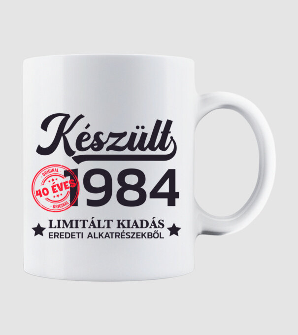 Készült 1984 40 éves limitált kiadás minta fehér pólón