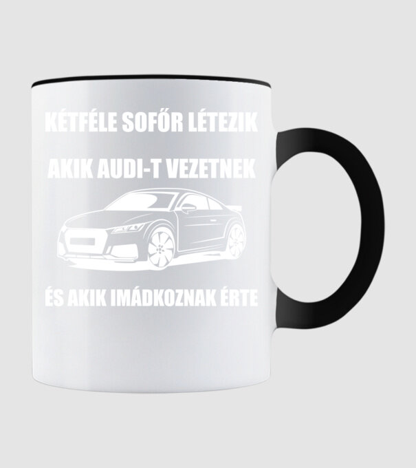 Kétféle sofőr Audi minta fekete pólón
