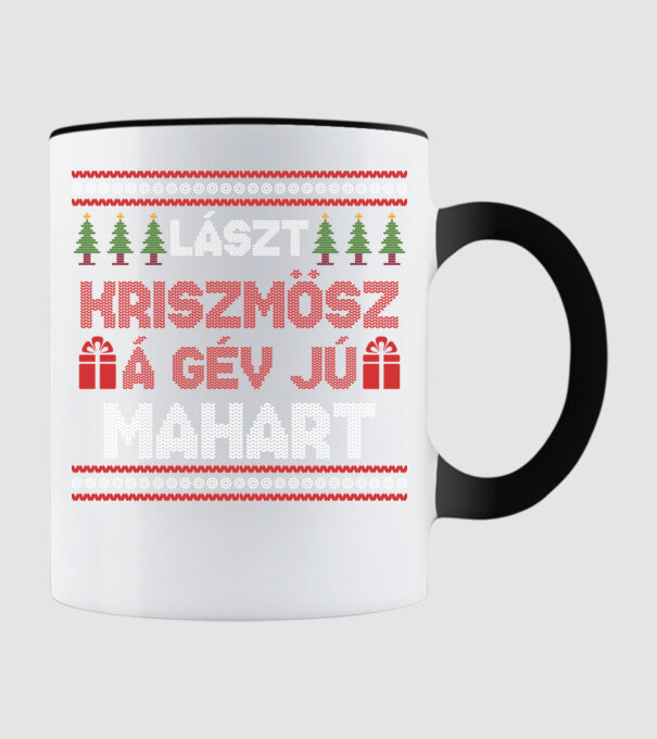 Lászt kriszmösz á gév jú mahart karácsonyi póló minta fekete pólón