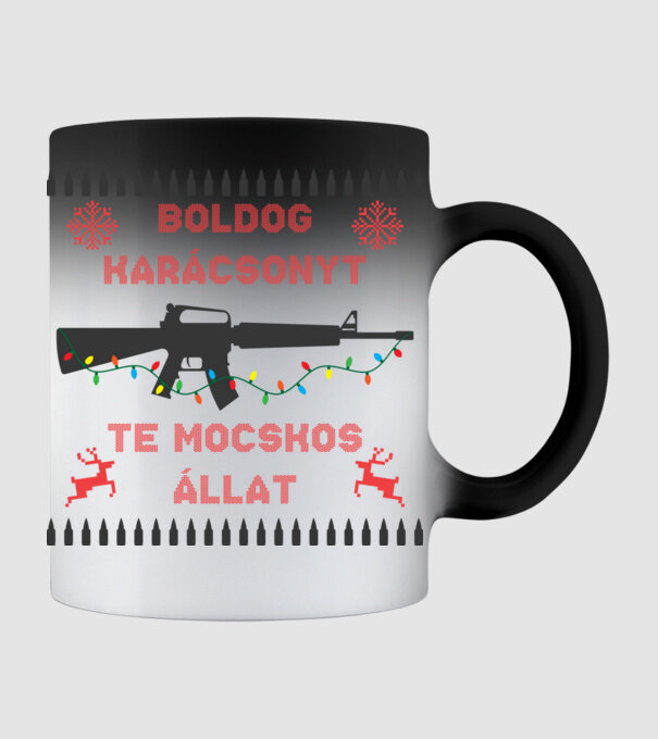 Boldog karácsonyt te mocskos állat minta fekete pólón
