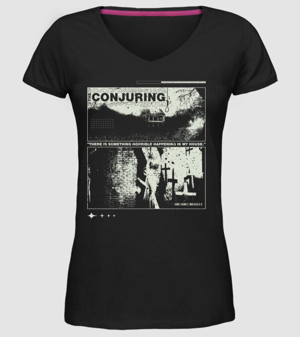 conjuring minta fekete pólón
