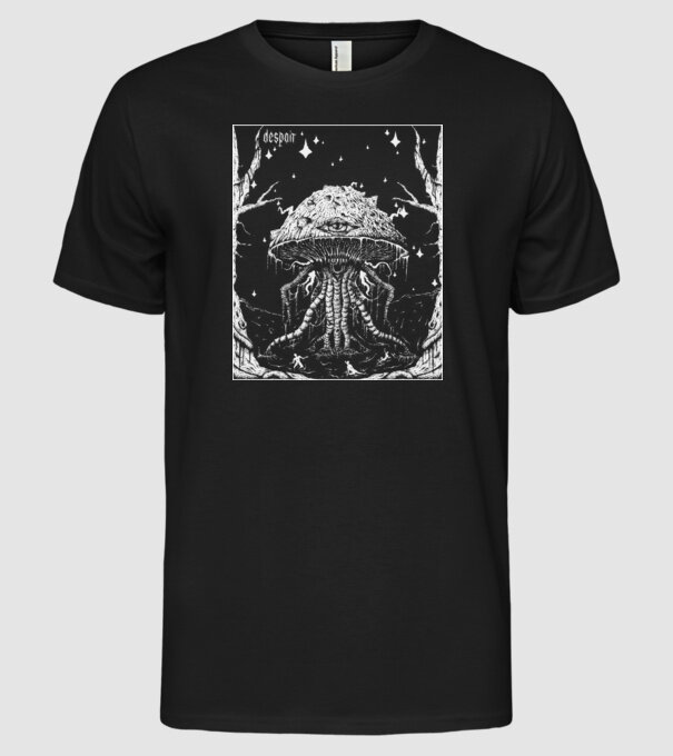 cosmic mushroom minta fekete pólón