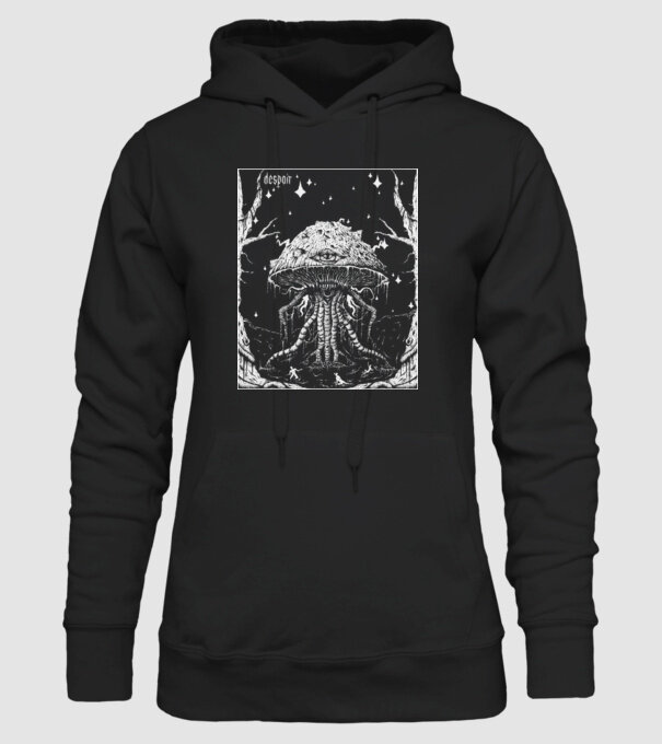 cosmic mushroom minta fekete pólón
