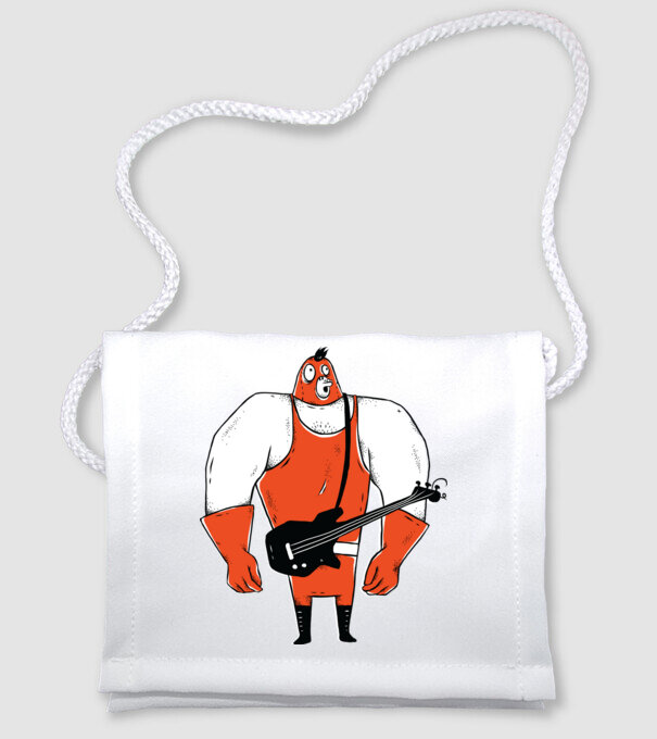 Basszusgitáros minta fehér pólón