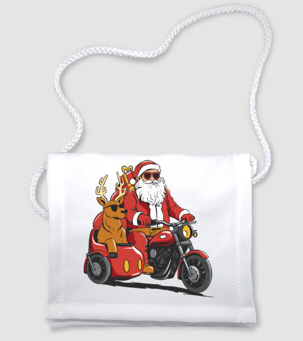 Motoros mikulás minta fehér pólón