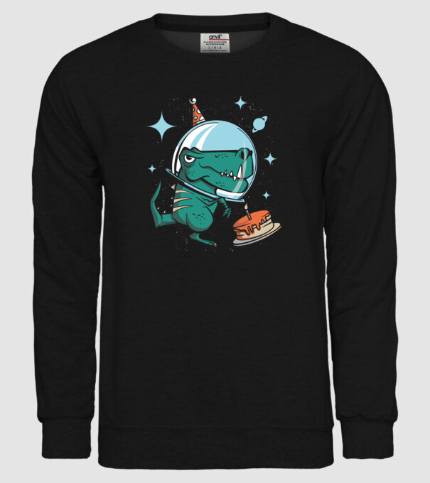 Űrhajós T-rex minta fekete pólón
