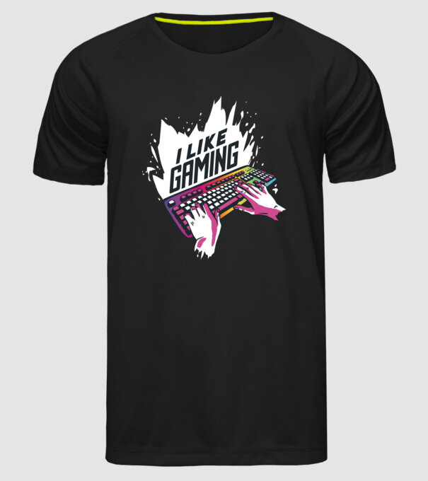 Gamer minta fekete pólón