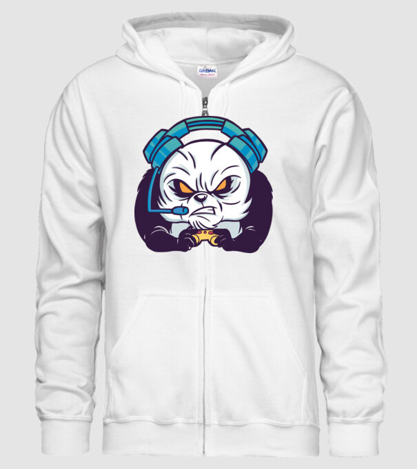Gamer panda minta fehér pólón