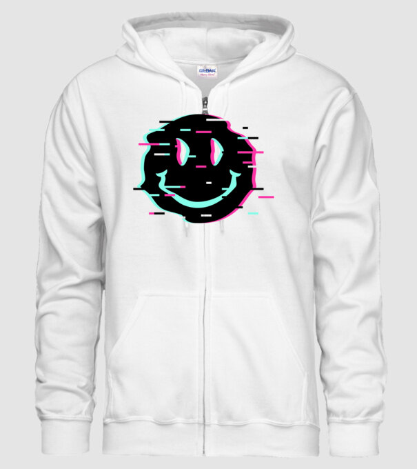 Neon smiley minta fehér pólón