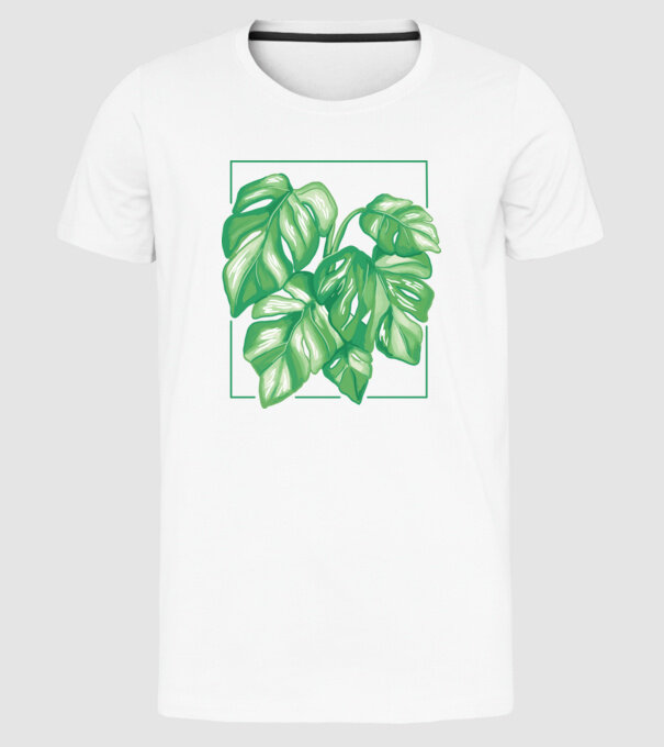 Monstera variegata növény minta fehér pólón