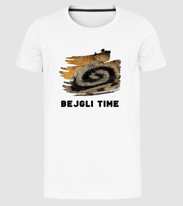 Bejgli Time minta fehér pólón