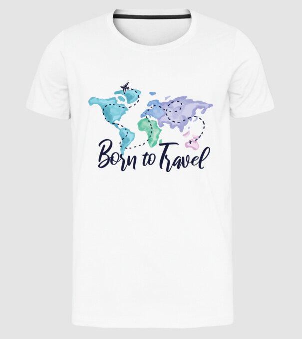 Born to travel minta fehér pólón