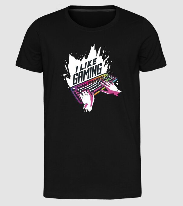 Gamer minta fekete pólón