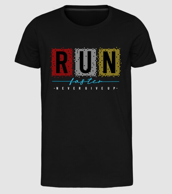 Run faster minta fekete pólón