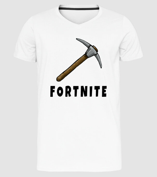 Fortnite csákány minta fehér pólón