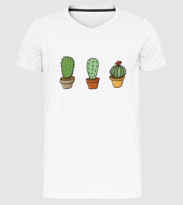 Kaktuszok minta fehér pólón