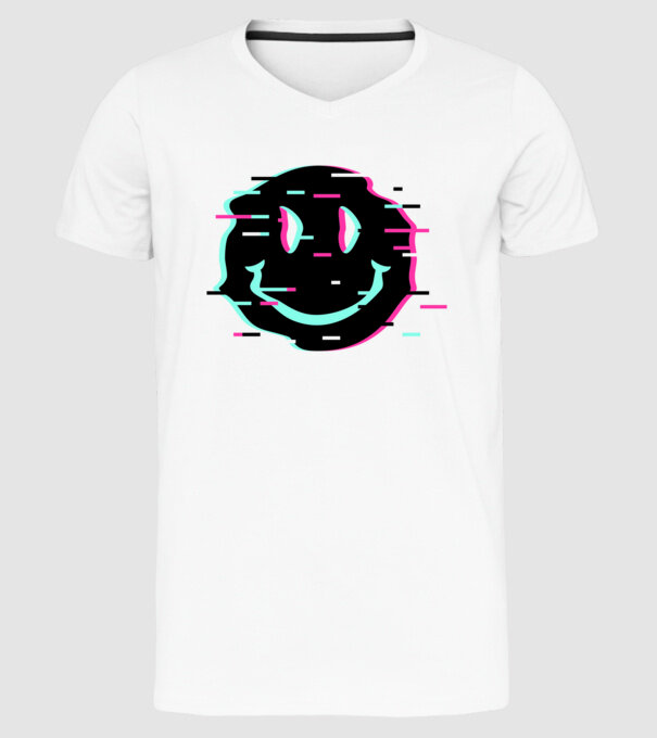 Neon smiley minta fehér pólón