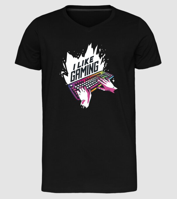 Gamer minta fekete pólón