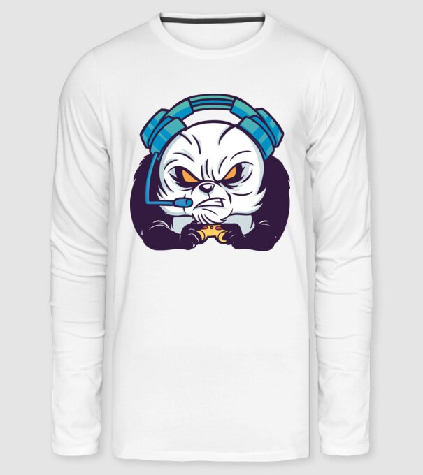 Gamer panda minta fehér pólón