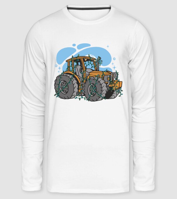 Karácsonyi traktor minta fehér pólón