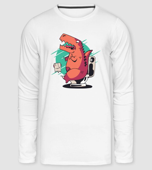T-rex a wc-n minta fehér pólón