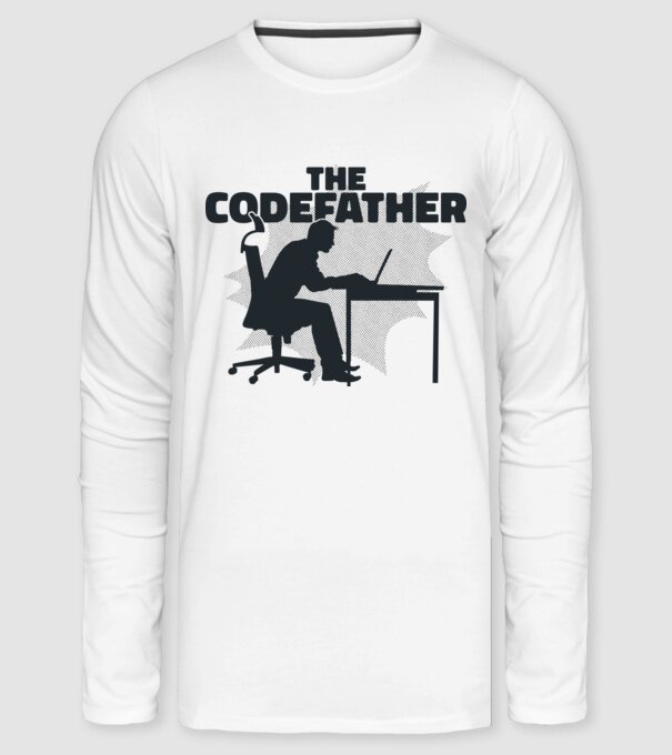 The Codefather minta fehér pólón