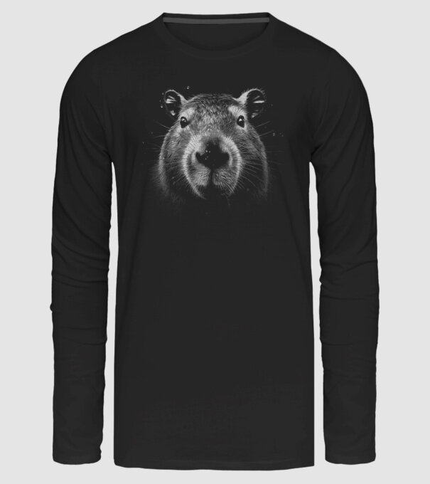 Capybara fej minta fekete pólón