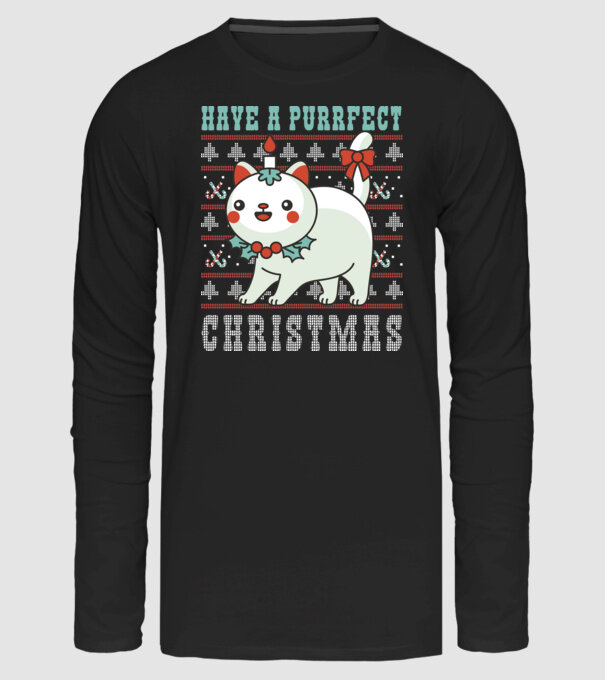 Purrfect Christmas minta fekete pólón