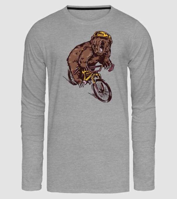 Medve BMX-en minta szürke pólón