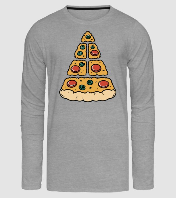 Pizza piramis minta szürke pólón