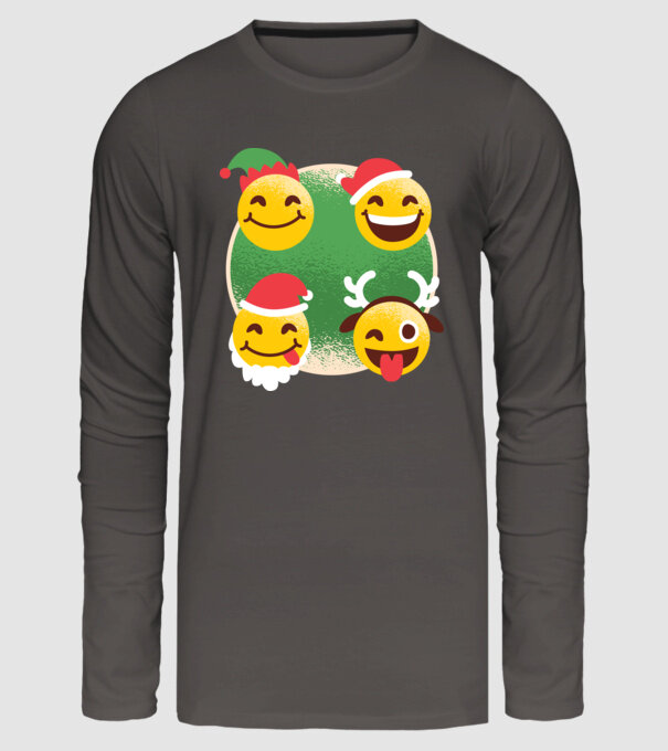 Karácsonyi emojik minta sötétszürke pólón
