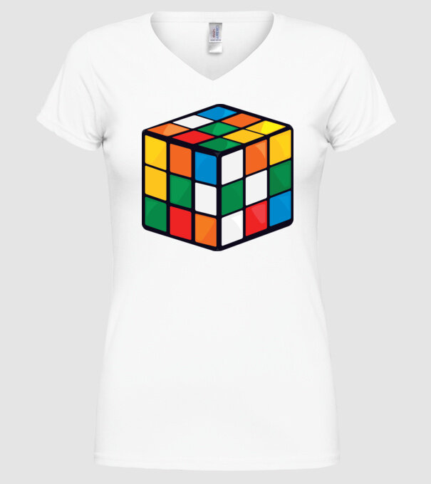 Rubik kocka minta fehér pólón