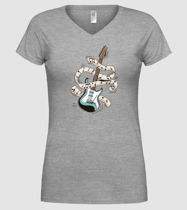 Elektromos gitár minta szürke pólón