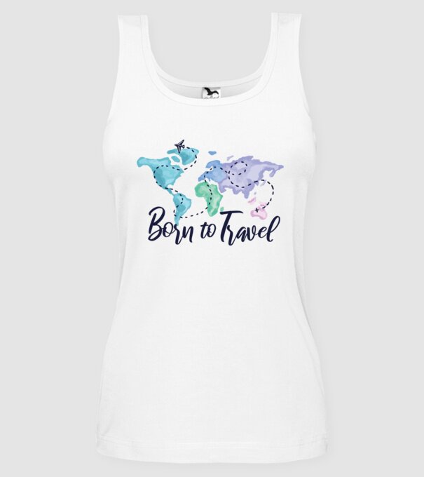 Born to travel minta fehér pólón