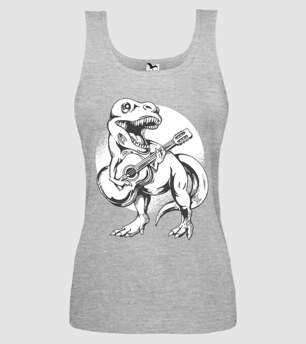Gitáros t-rex minta szürke pólón