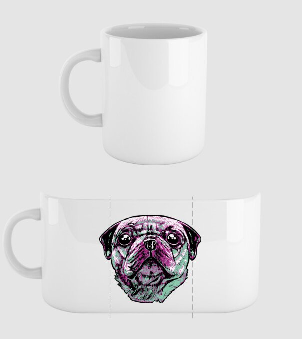 Mopsz minta fehér pólón