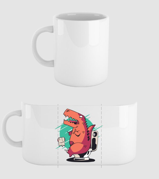 T-rex a wc-n minta fehér pólón