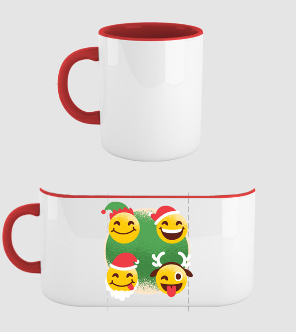 Karácsonyi emojik minta piros pólón