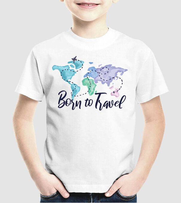 Born to travel minta fehér pólón