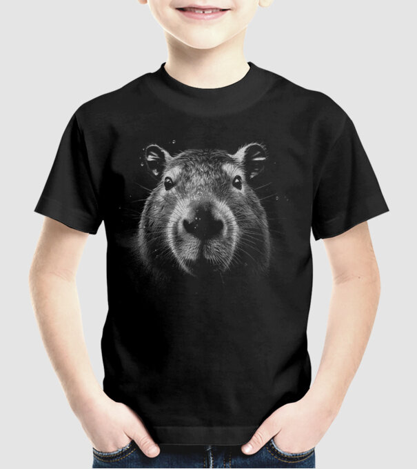 Capybara fej minta fekete pólón