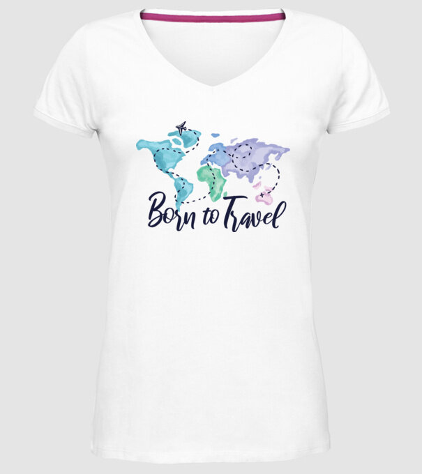 Born to travel minta fehér pólón