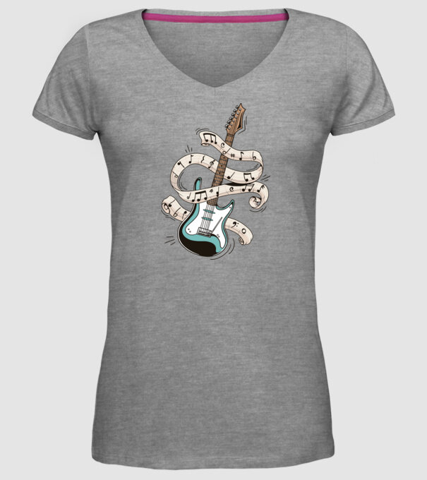 Elektromos gitár minta szürke pólón