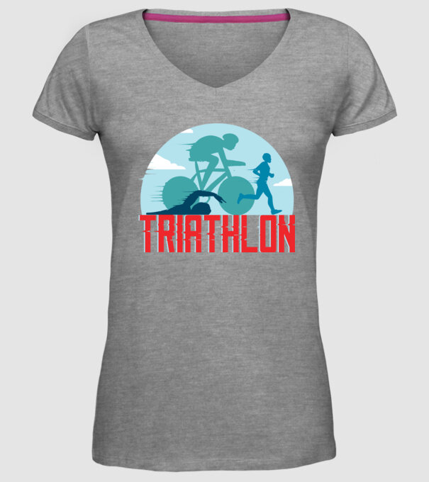 Triatlon minta szürke pólón