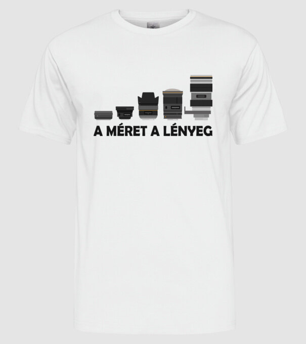 A méret a lényeg minta fehér pólón