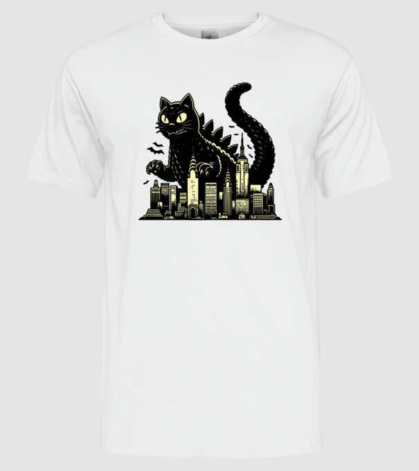 Catzilla minta fehér pólón