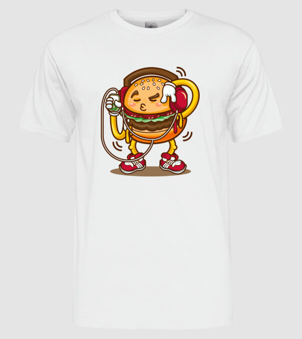 Hamburger minta fehér pólón