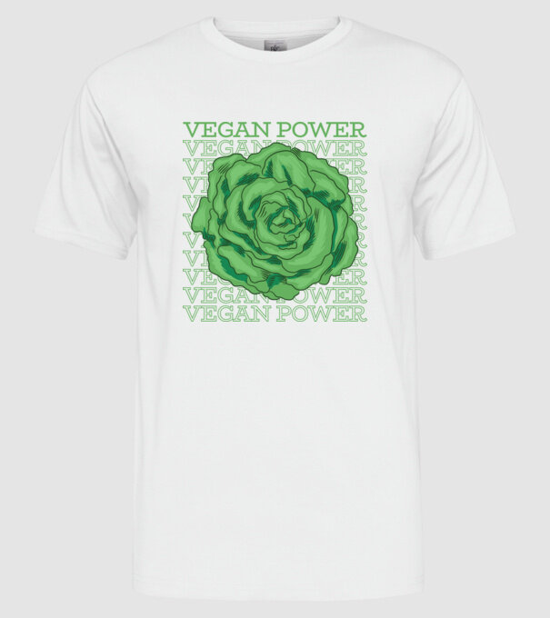 Vegan Power minta fehér pólón