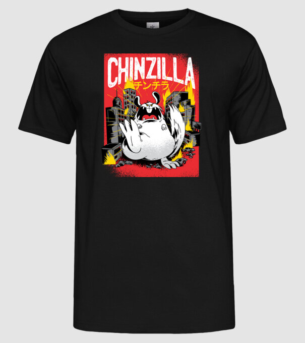 Csincsilla godzilla minta fekete pólón